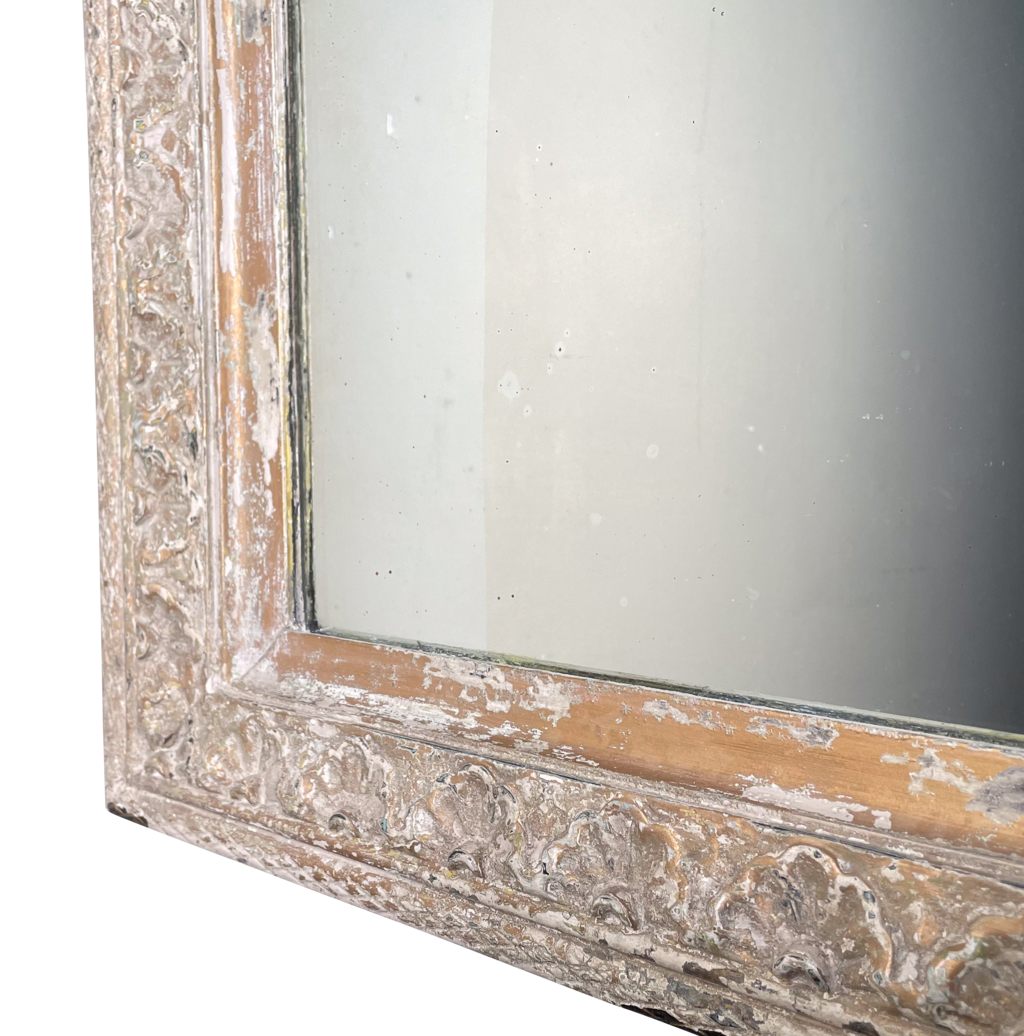 Painted Dry Scraped Gesso and Gilt Wall Mirror