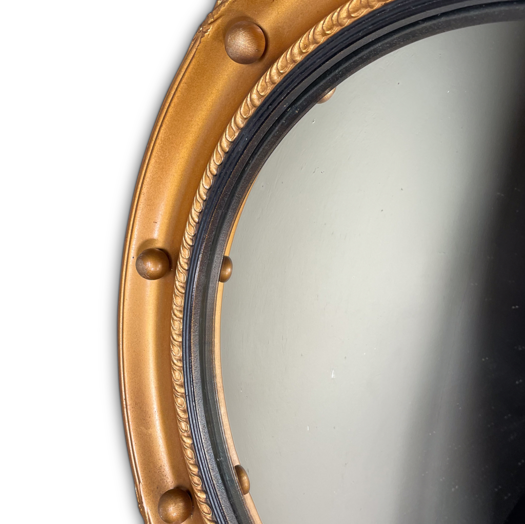 Round Convex Gilt Painted Butlers Mirror