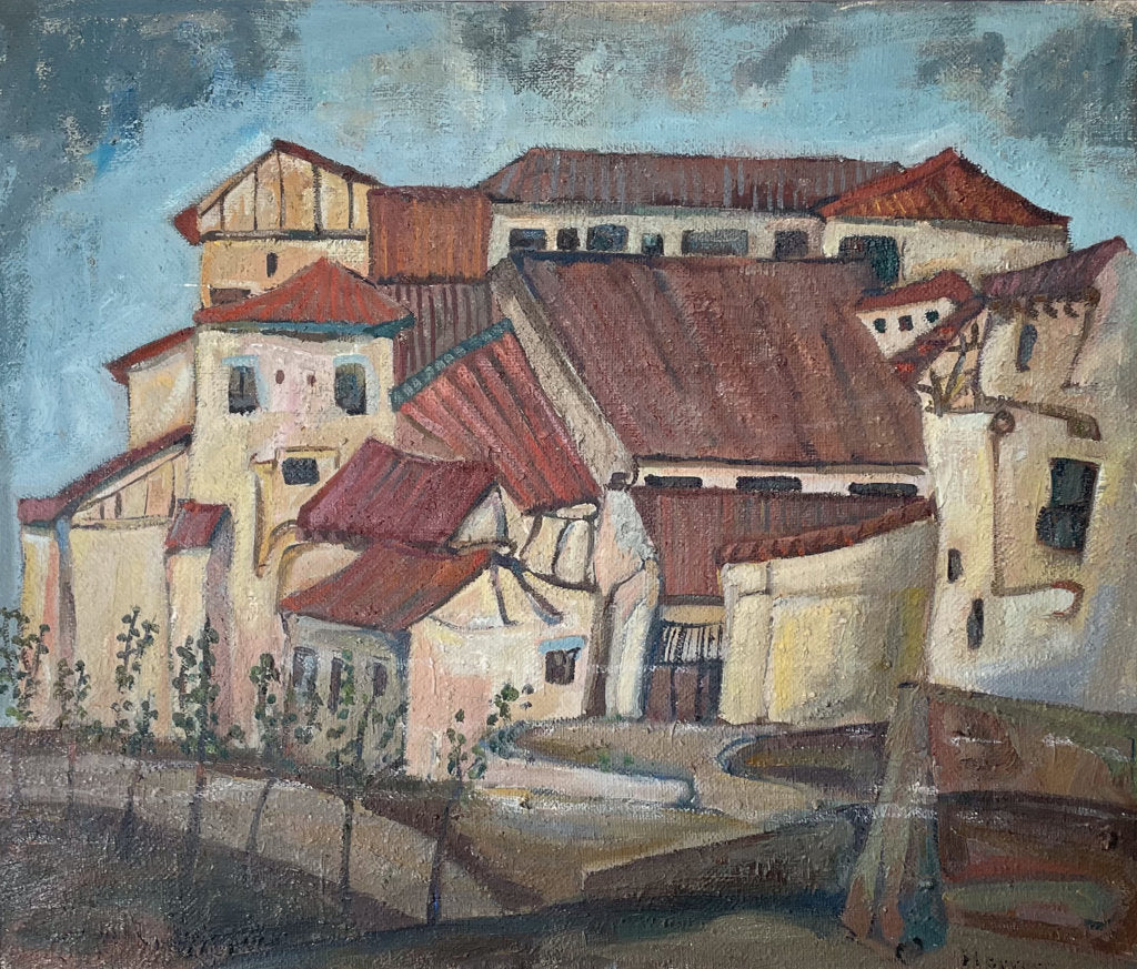 Oil on Canvas Landscape with Houses