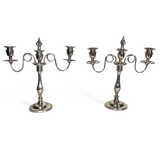Pair of Plated Three Branch Candelabra