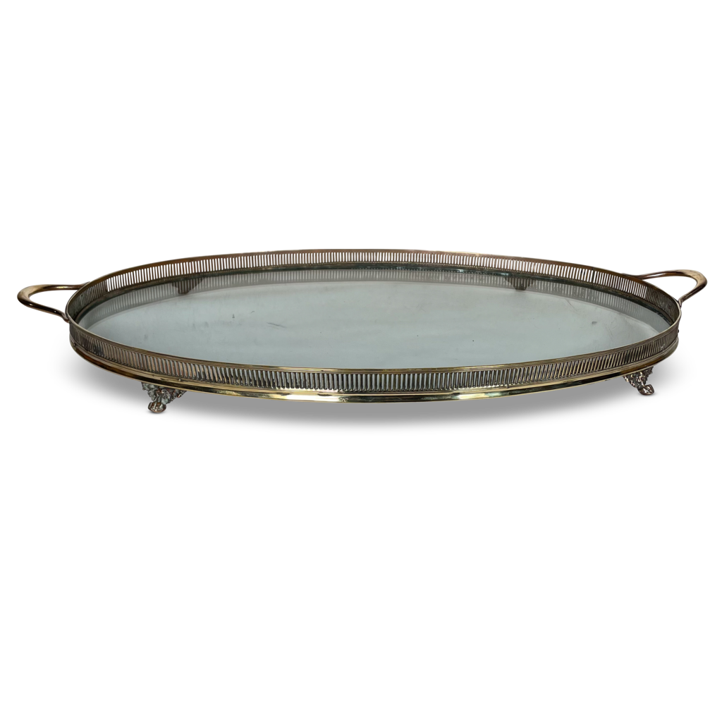 Oval Serving Tray with Glass Base