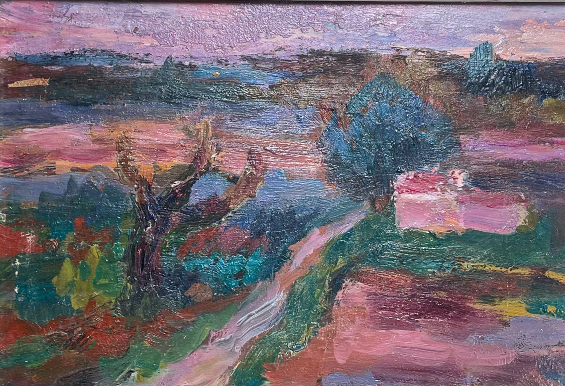 Oil on Board of an Abstract Landscape