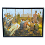 Oil on Board Study of an Art Class