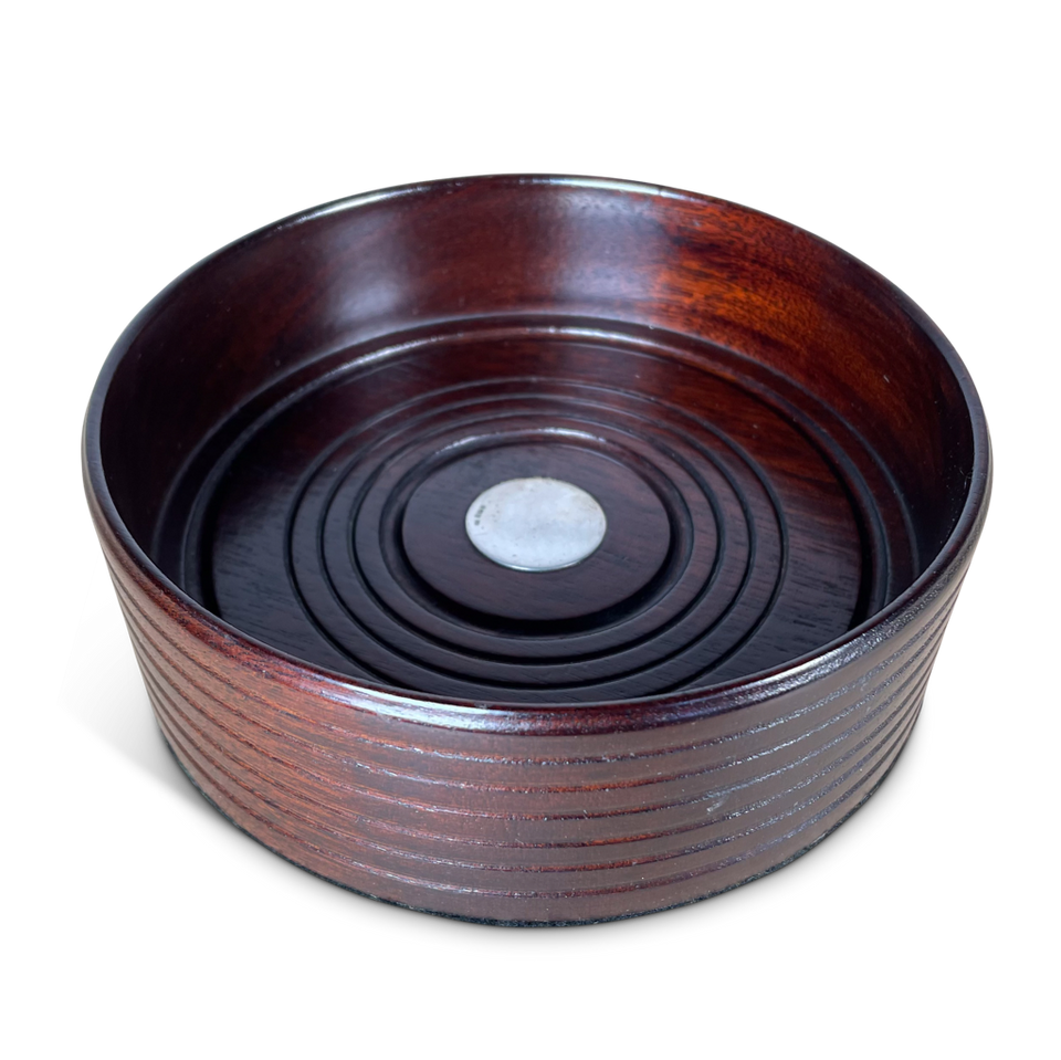 Exotic Hardwood Wine Coaster with Silver Disk