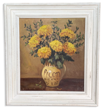 Oil on Canvas Still Life of Chrysanthemums Signed K R Lee