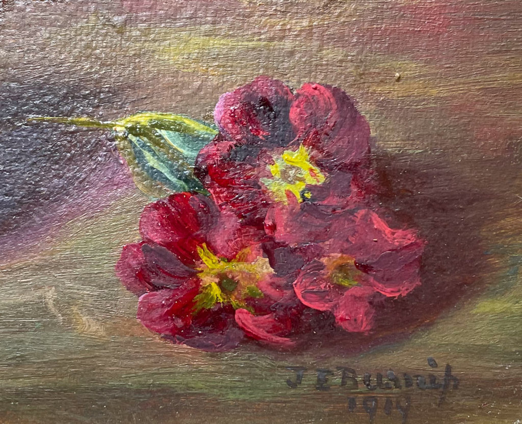 Oil on Canvas Still Life of Primulas