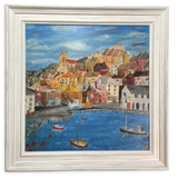 Oil on Board Seaside Town Harbour