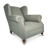 Victorian Wingback Armchair on Short Turned Mahogany Bun Feet