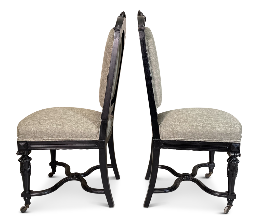 Set of Ten Aesthetic Movement Upholstered Dining Chairs