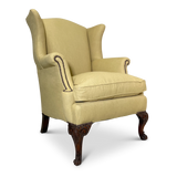 Queen Anne Style Wingback Armchair on Carved Walnut Cabriole Legs