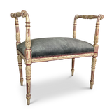 Louis XVI Style Original Painted Upholstered Stool