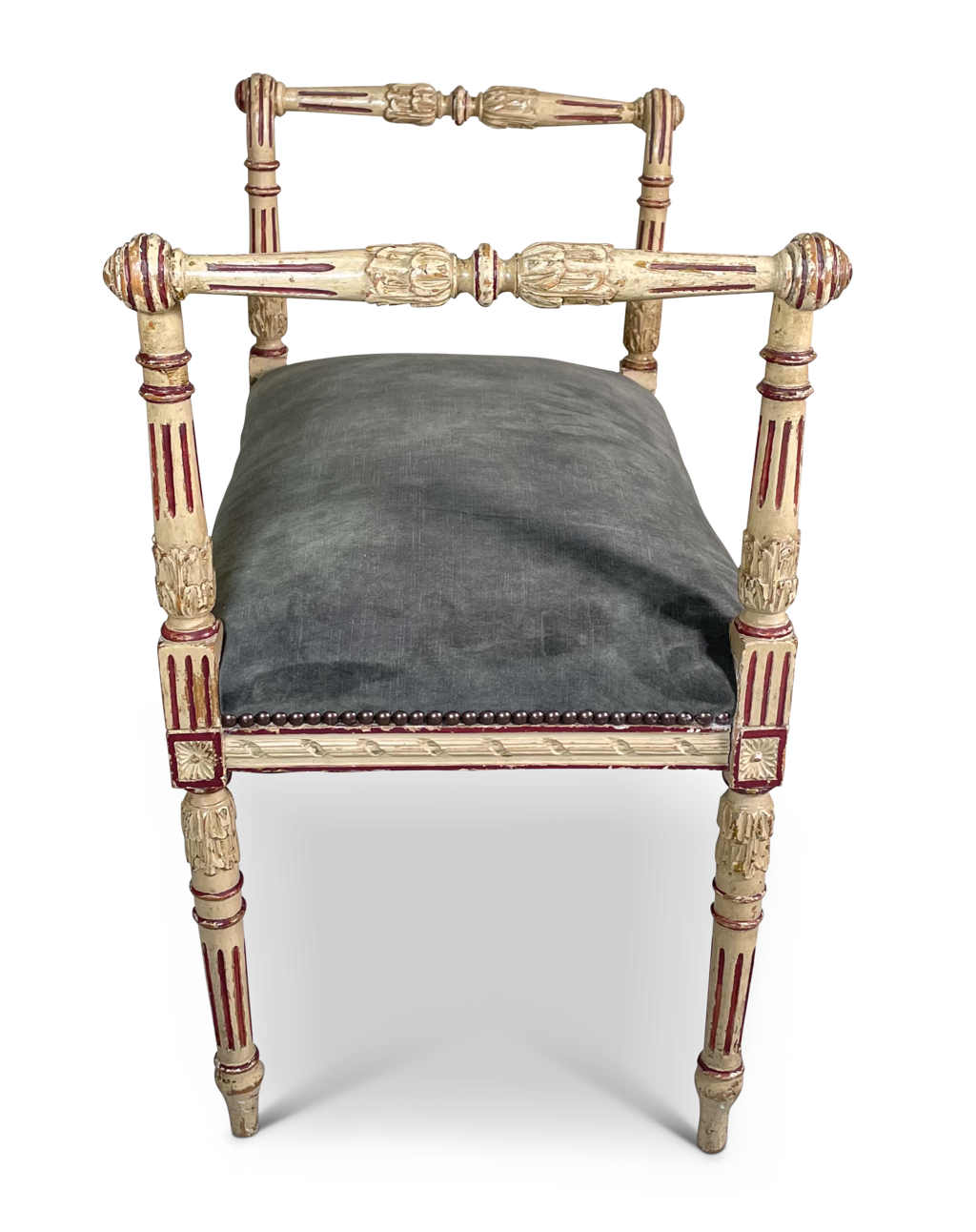 Louis XVI Style Original Painted Upholstered Stool