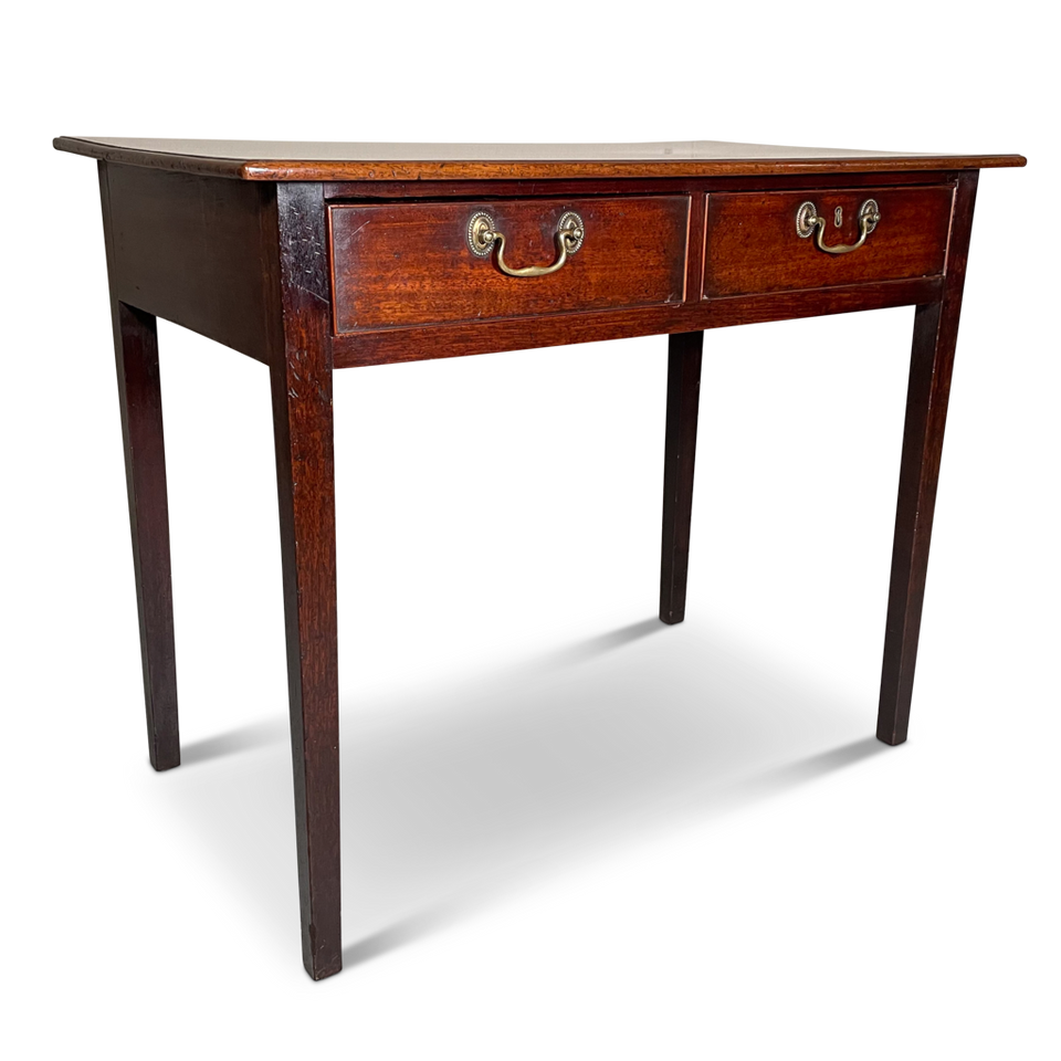 Mahogany and Oak Side Table with Two Frieze Drawers