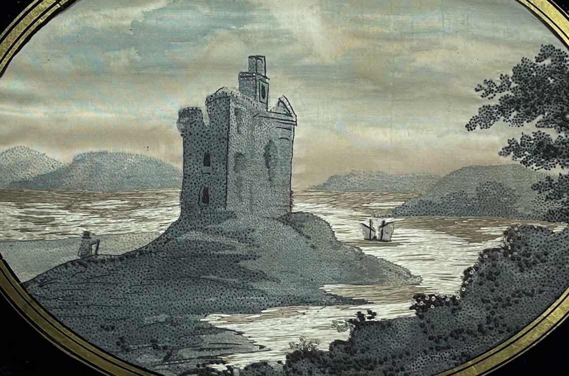 George III Woven Silk Panel of a Scottish Castle