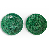 Pair of Wedgwood Green Majolica Vine Leaf Plates