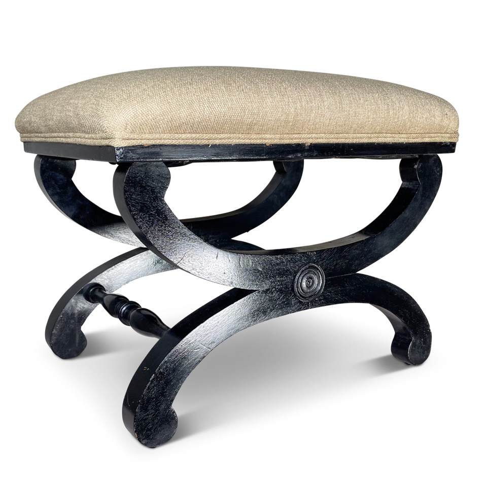 Ebonised Cross Support Frame Stool