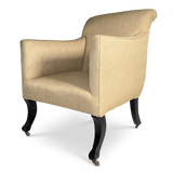 George III Ebonised Sabre Leg Scroll Back Armchair
