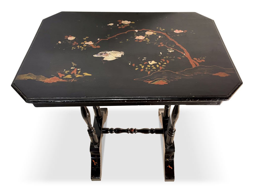 Lacquered Ebonised Chinoiserie Side Table