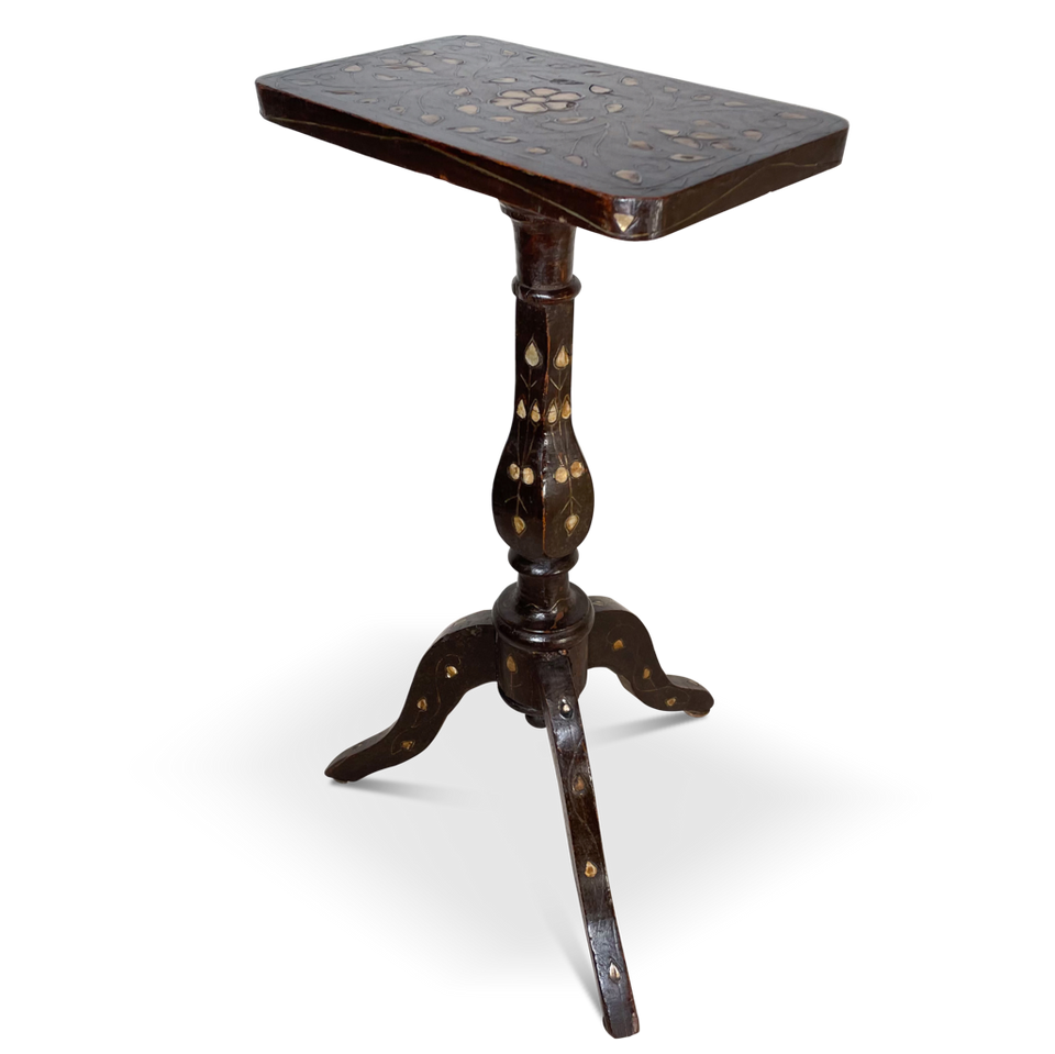 Hardwood Candle Table on a Pedestal Column Tripod Base