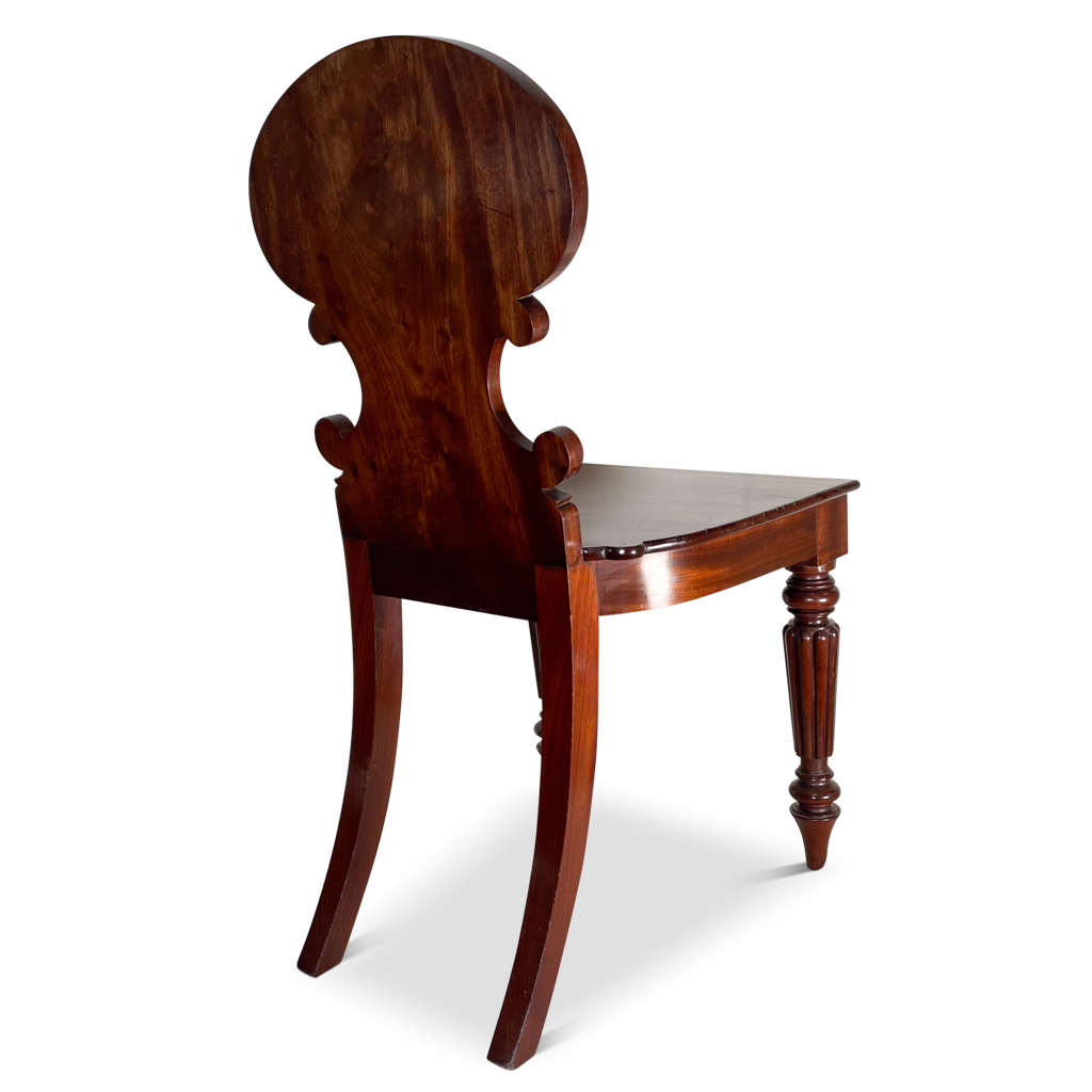 Victorian Mahogany Hall Chair with Carved Scrolled Back