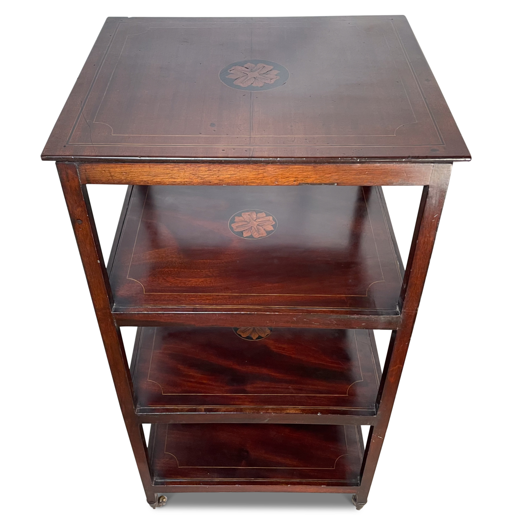 Edwardian Four Tiered Mahogany Inlaid Whatnot