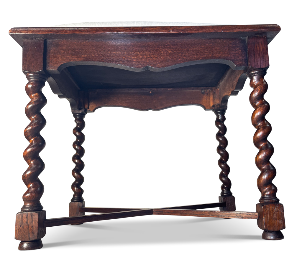 Oak Barley Twist Stool with Upholstered Seat