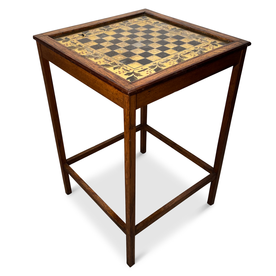 Oak Gaming Table with Verre Eglomise Top