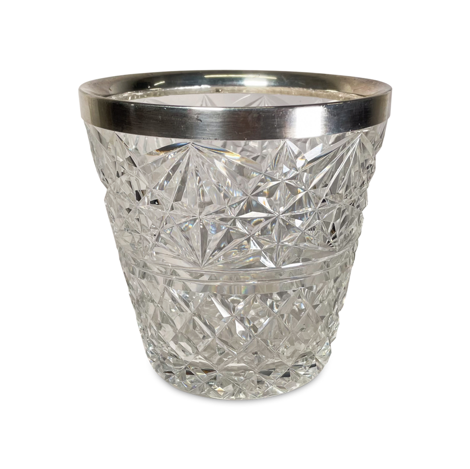 Cut Glass Ice Pail with Silver Rim by John Grinsell & Sons