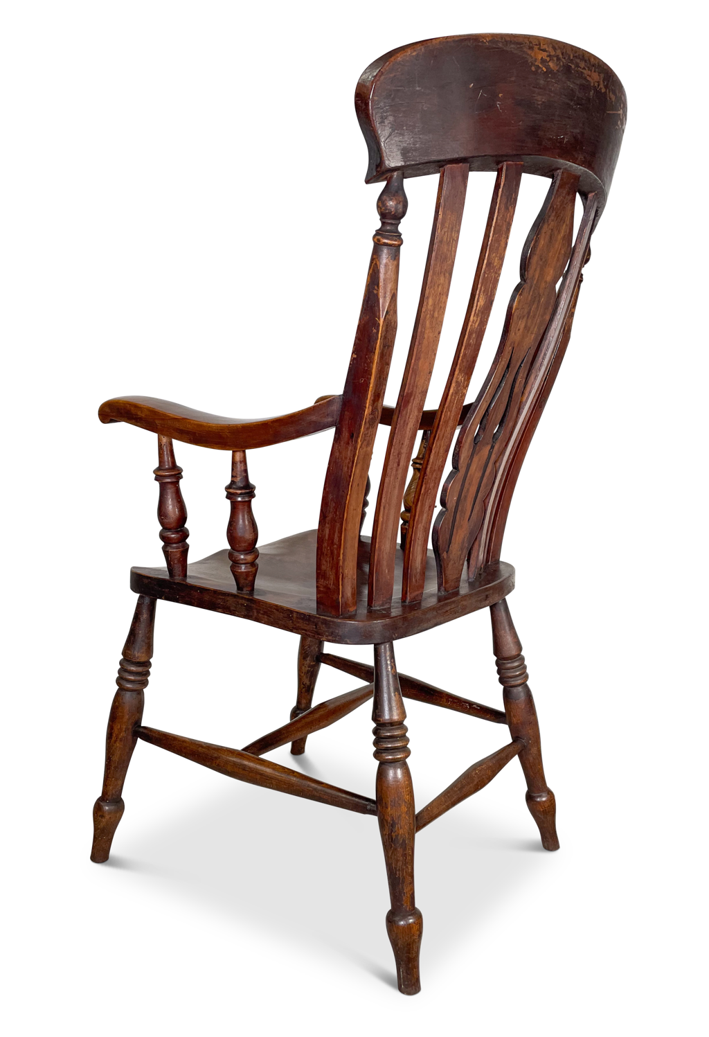 Elm Lathe Back Carver Chair with Central Pierced Splat Back