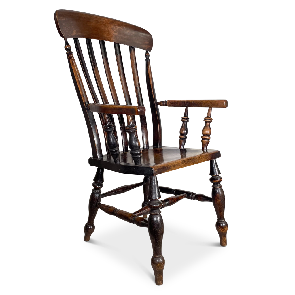 Elm and Ash Lathe Back Farmhouse Carver Chair