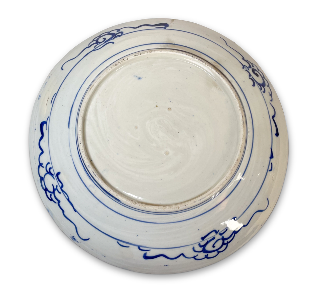 Hand Painted Blue and White Meiji Period Dish