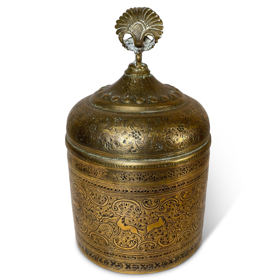 Chase Engraved Brass Lidded Caddy