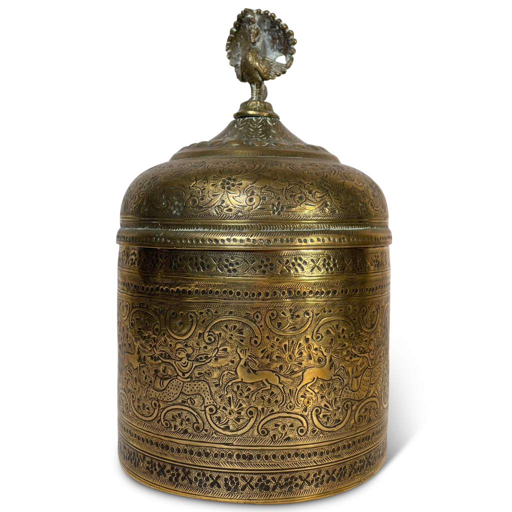 Chase Engraved Brass Lidded Caddy