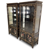 Two Lacquered Ebonised Glazed Cabinets