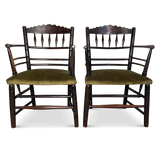 Pair of Ebonised Oak Elbow Chairs