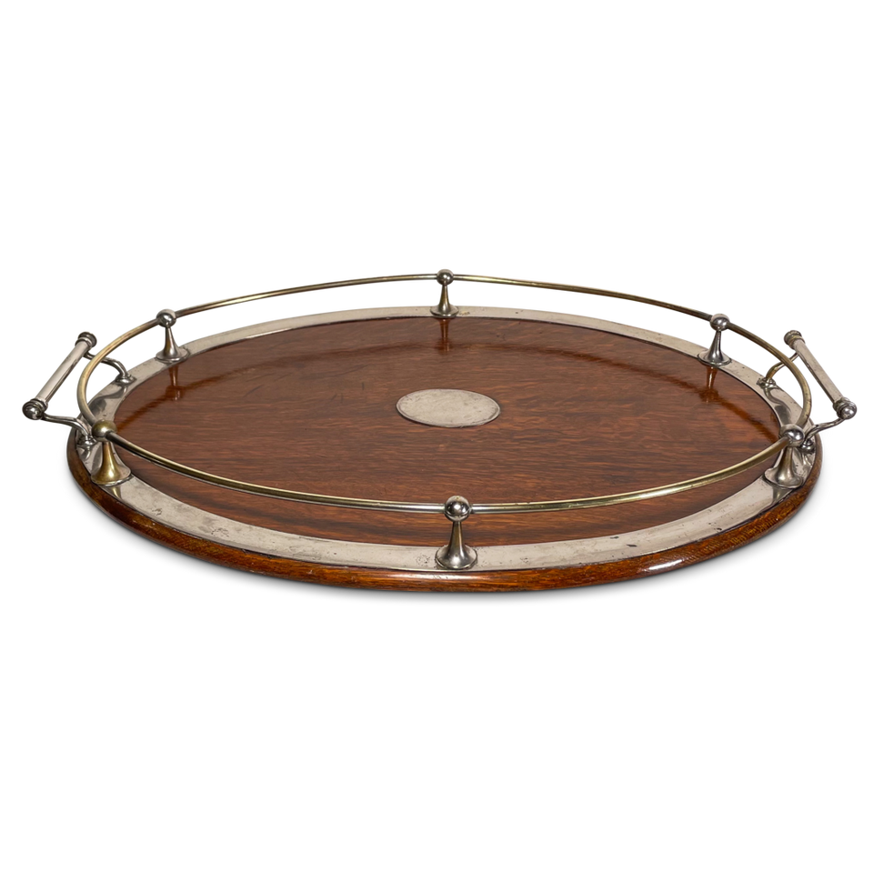 Silver Plated Oval Oak Serving Tray