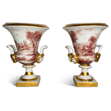 Porcelain Sevres Style Campana Urns