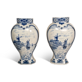 Pair of Hand Painted Delft Vases