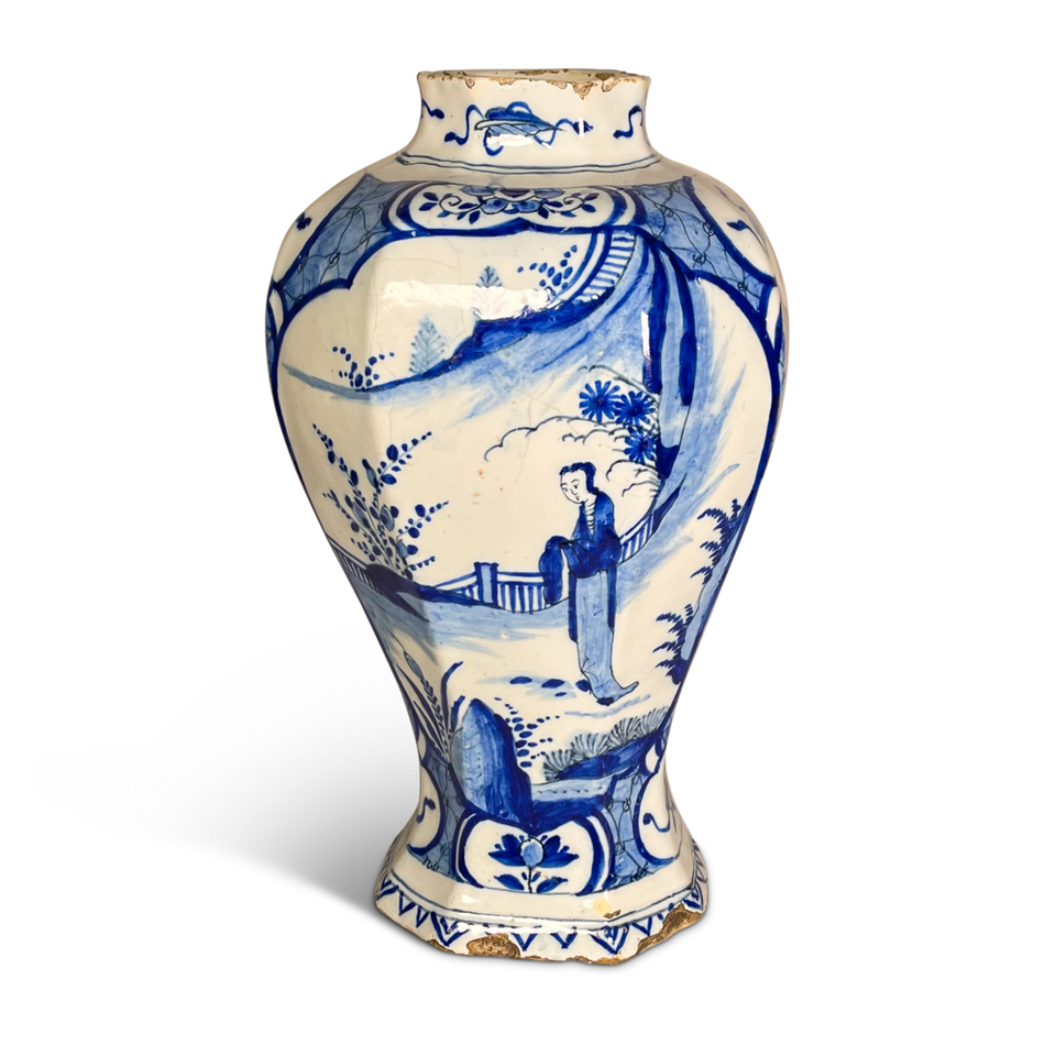 Delft Vase with Hand Painted Chinese Decoration