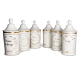 Set of Six Porcelain Apothecary Jars