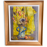 Oil on Board Still Life of Flowers in a Vase
