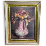 Oil on Canvas Still Life of Flowers in a Jug