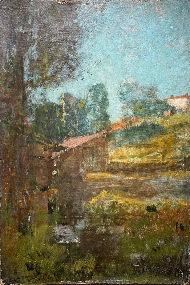 Oil on Canvas Provencal Landscape with Mas