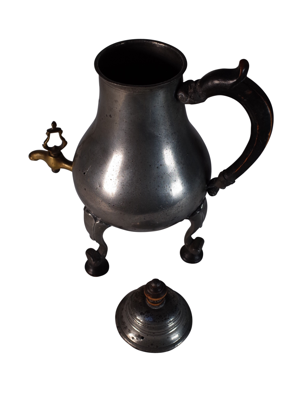 Pewter Coffee Pot with Wooden Handle