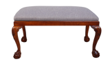 Upholstered Walnut Stool on Cabriole Legs with Ball and Claw Feet