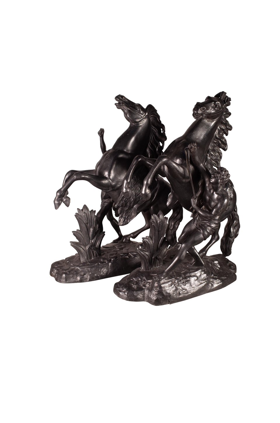 Pair of Patinated Spelter Marly Horses
