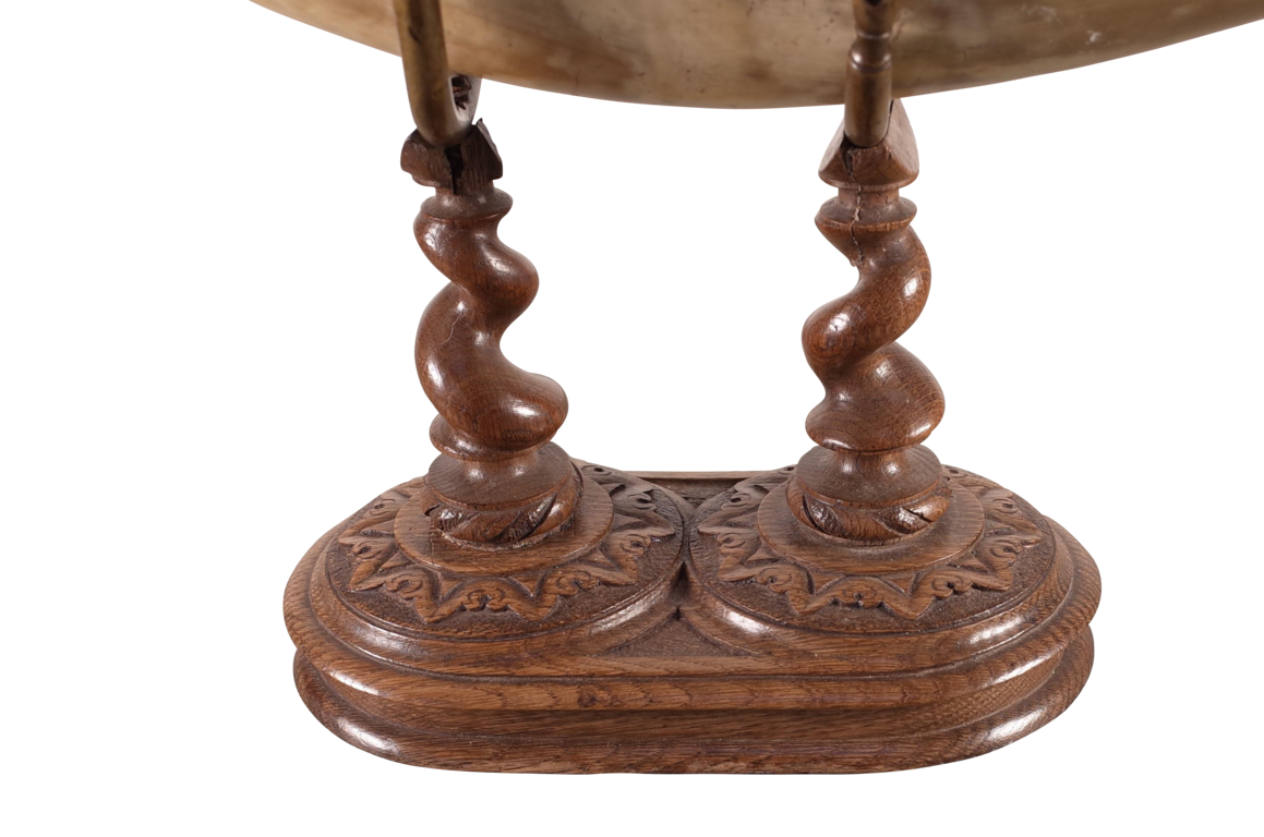 Perforated Hunting Horn on Carved Walnut Stand