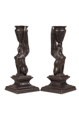 Pair of Spelter Egyptian Revival Candlesticks