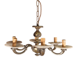 Bronze Six Arm Chandelier with Alabaster Drip Trays