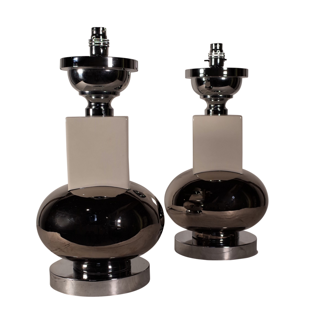 Pair of Ceramic and Chrome Table Lamps